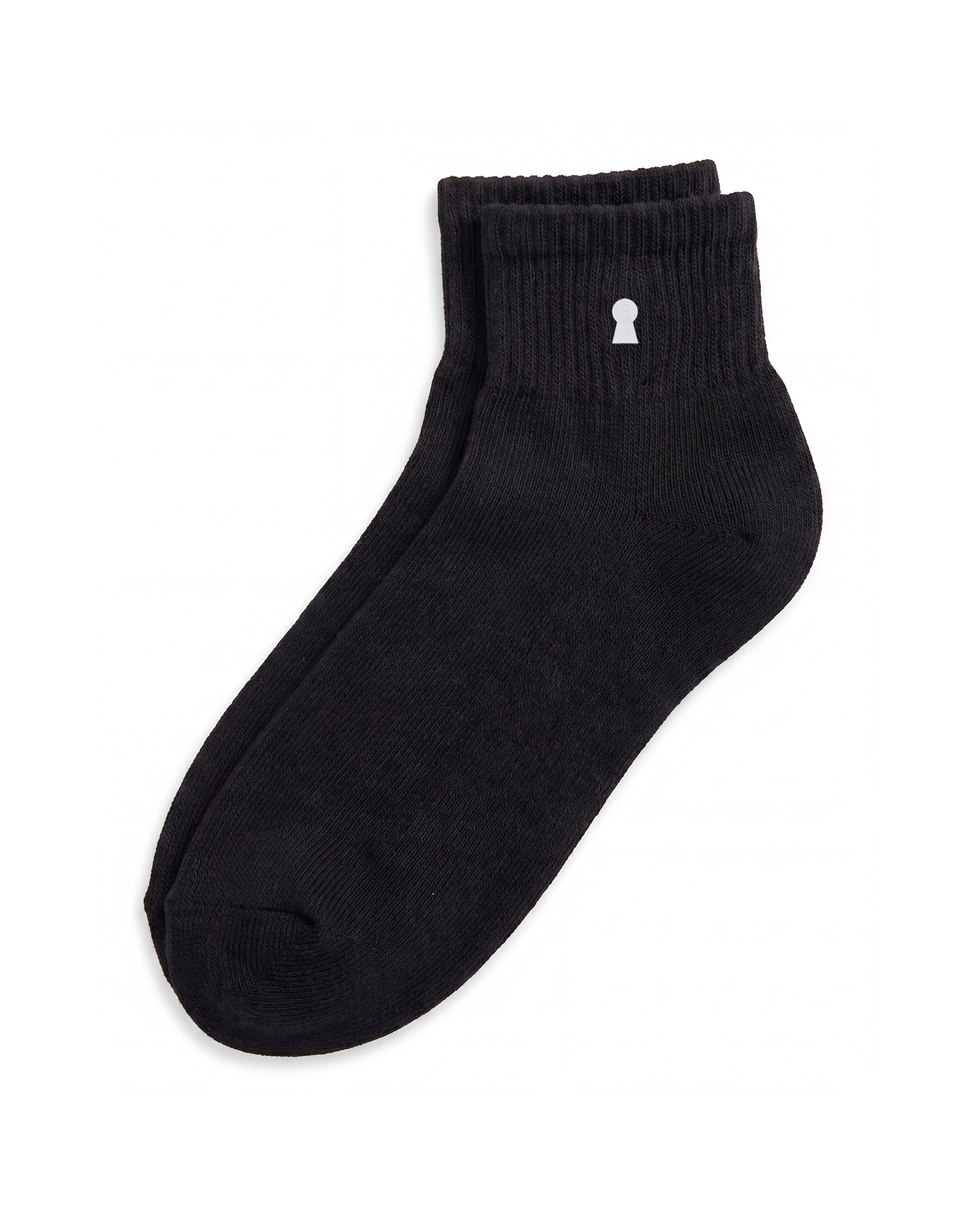 Black Keyhole Cotton Quarter Socks