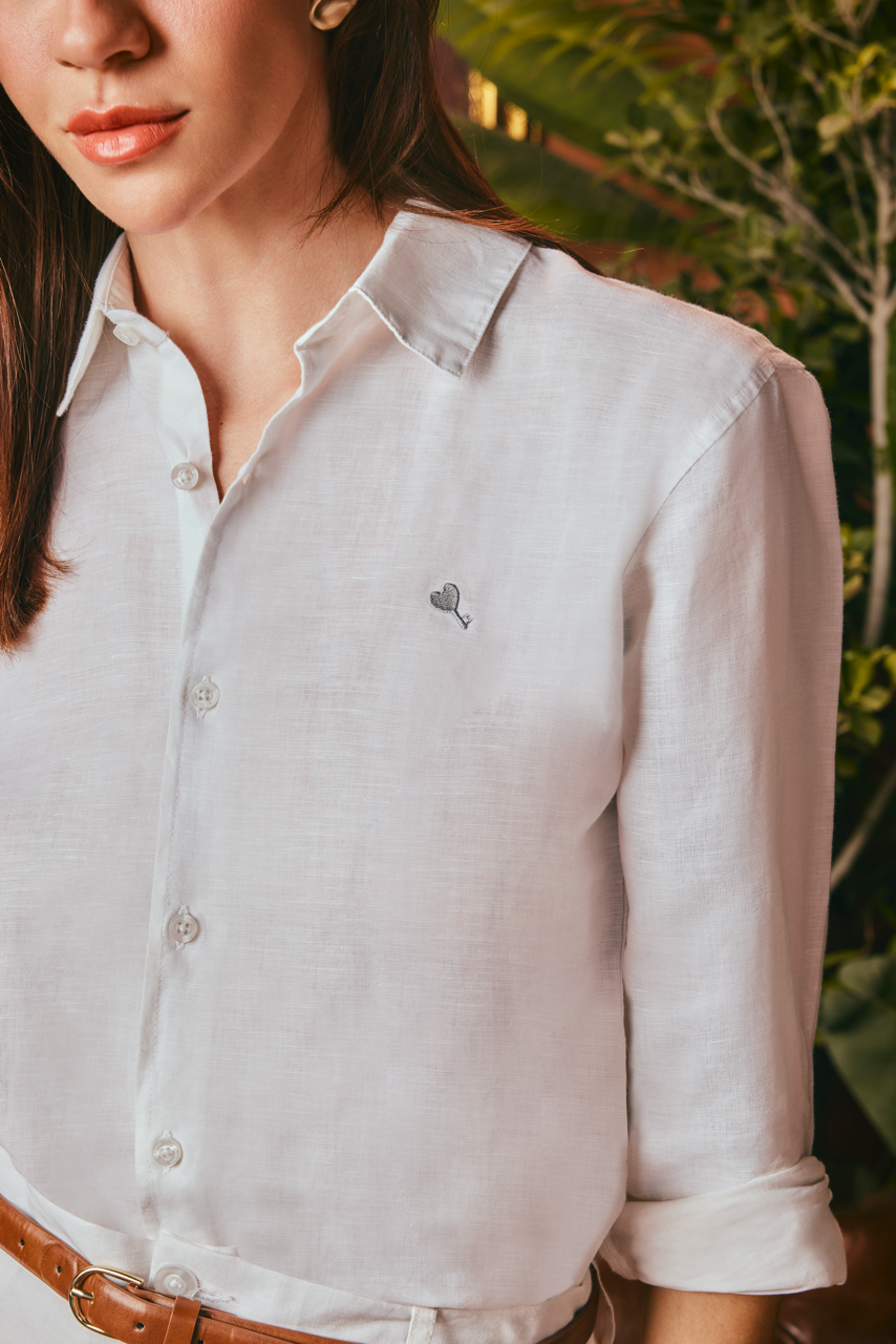 Ice White Linen Shirt for Women
