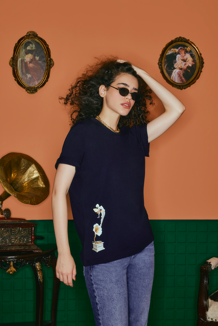 Butterfly Stereo Graphic T-Shirt for Women