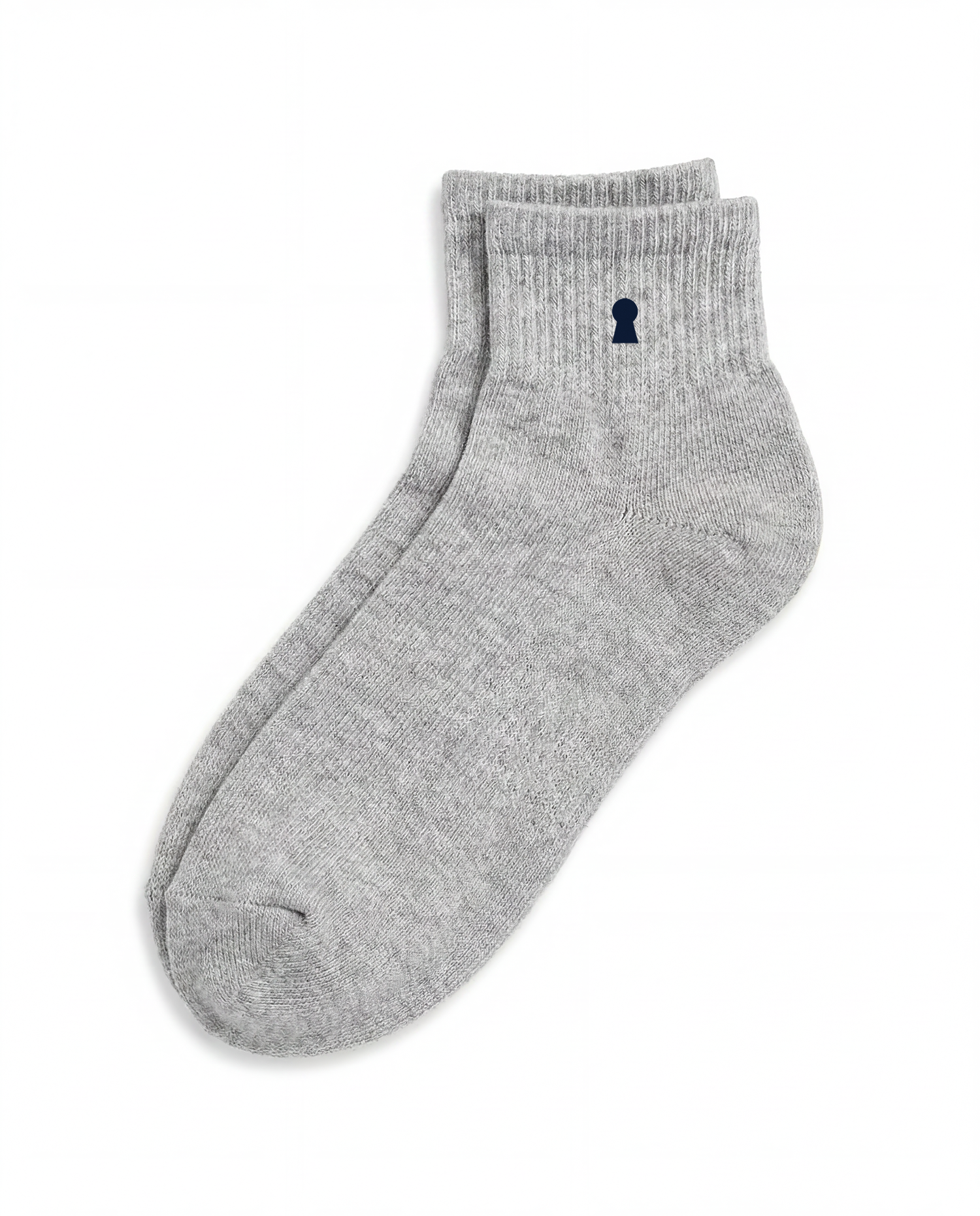Grey Keyhole Cotton Quarter Socks
