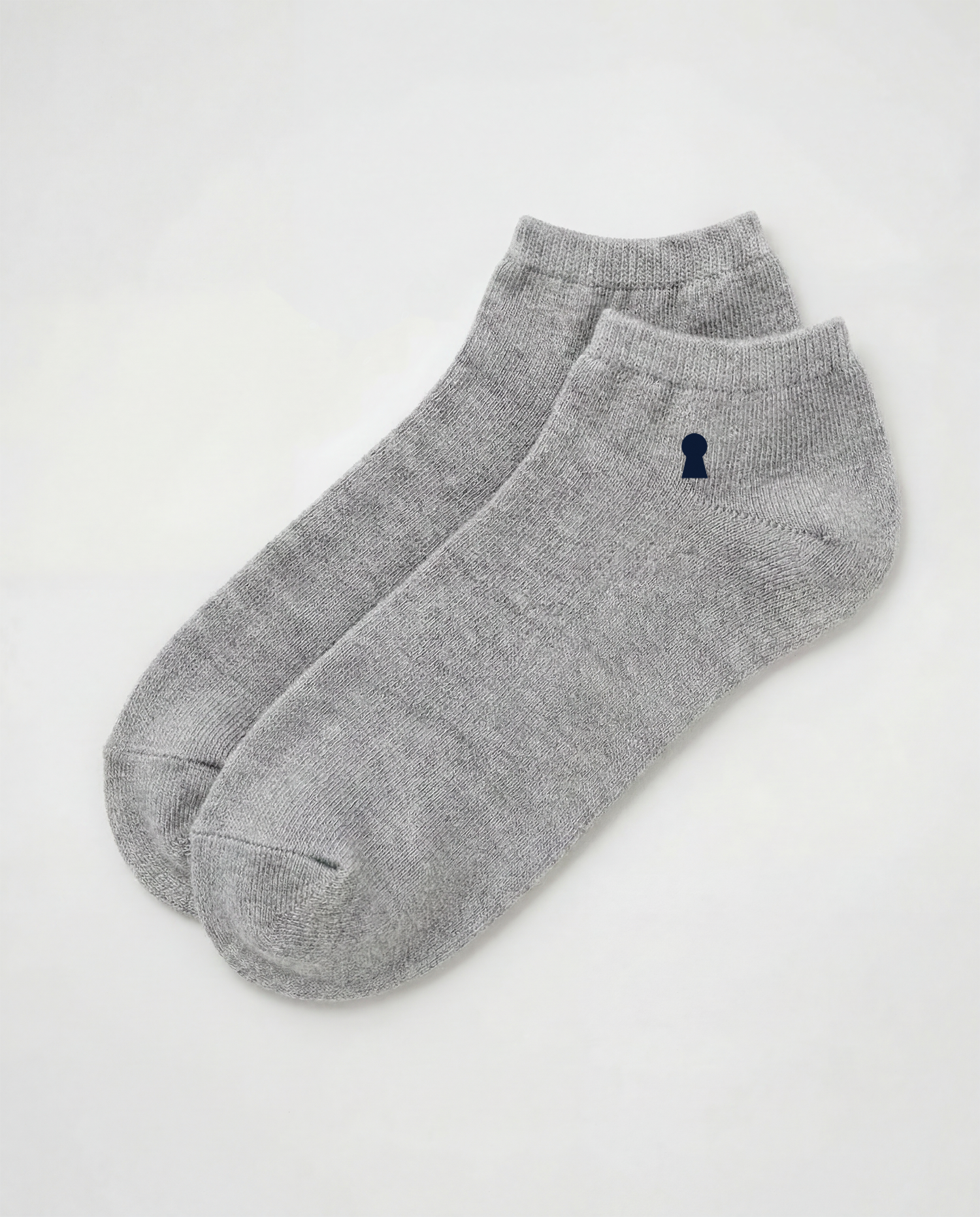 Grey Keyhole Cotton Low-Cut Socks