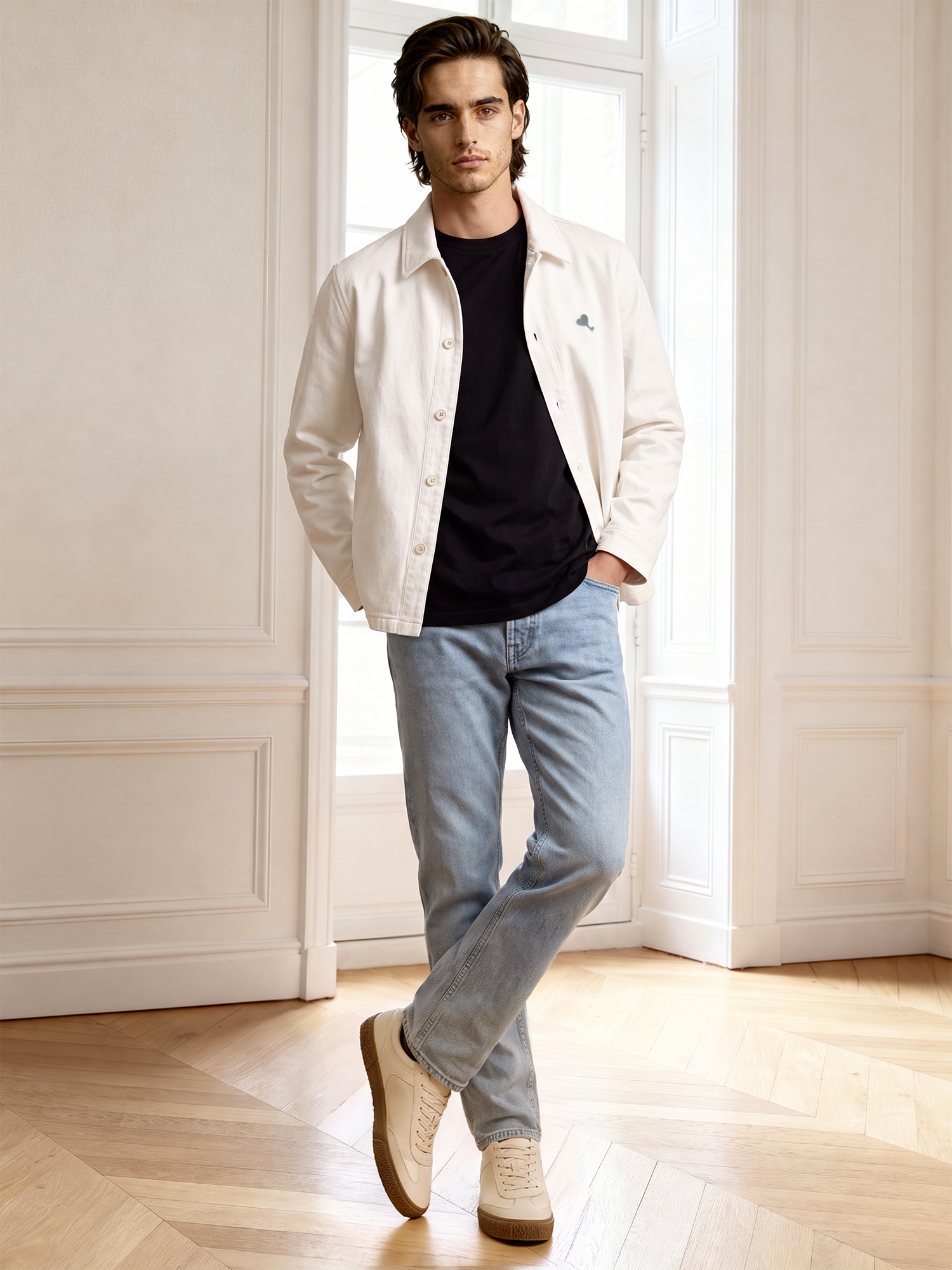 The Cœur Key White Denim Jacket