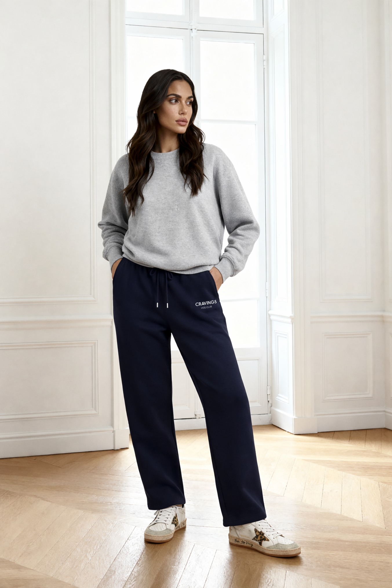 Straight Fit Sweatpants in Navy for Women
