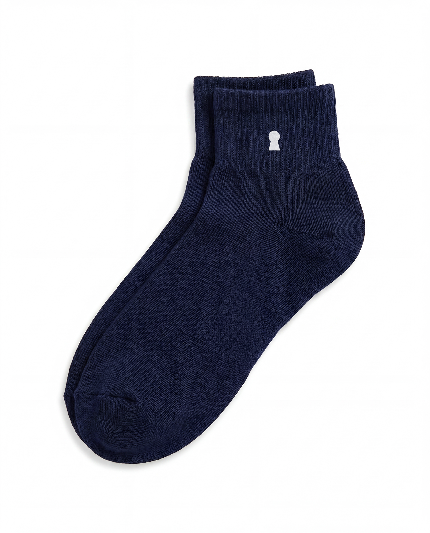 Navy Keyhole Cotton Quarter Socks