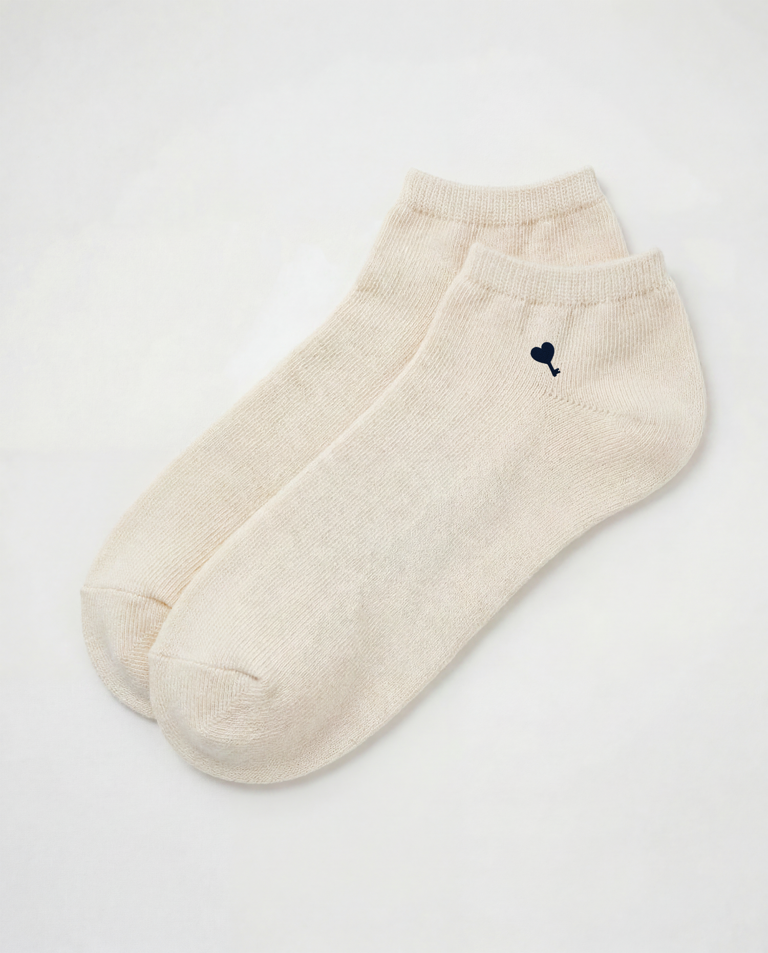 Ecru Cœur Key Cotton Low-Cut Socks